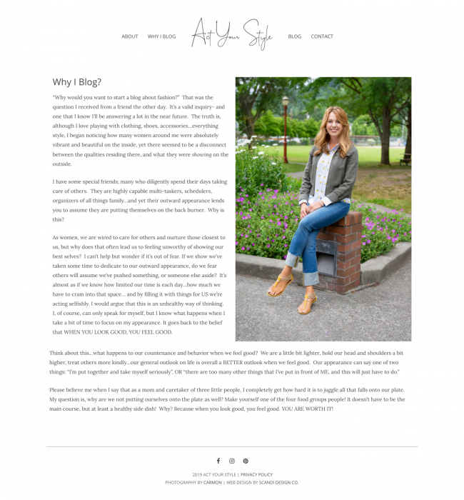 Portfolio: Act Your Style About Page
