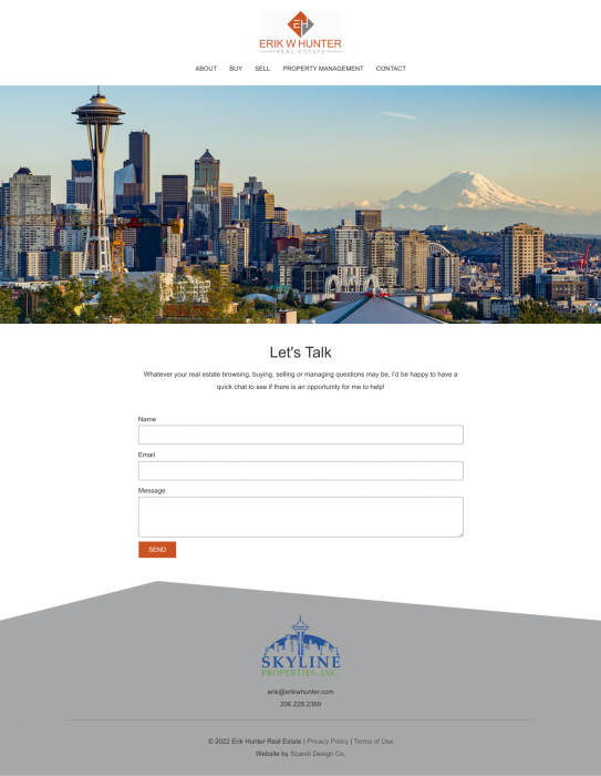Portfolio: Erik Hunter Real Estate Contact Page