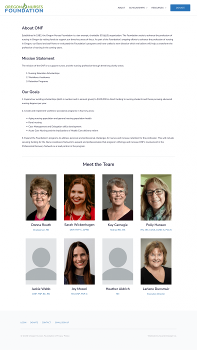 Portfolio: Oregon Nurses Foundation About Page