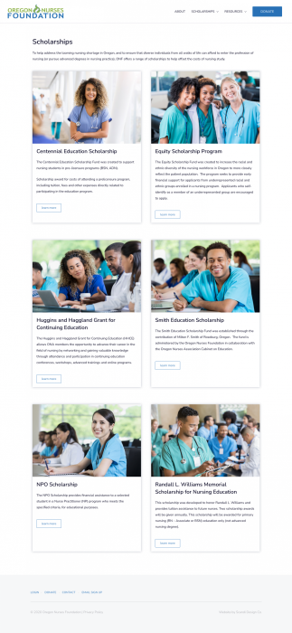 Portfolio: Oregon Nurses Foundation Scholarships Page
